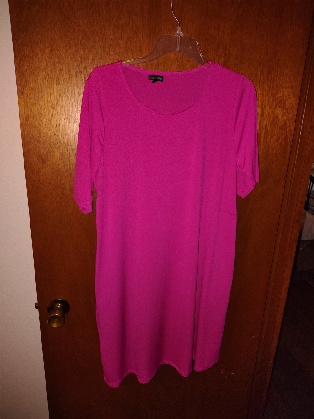 Coco + Carmen Vibrant Fuchsia Short Sleeve Dress With Pocket